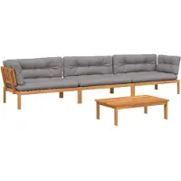 vidaXL 4-delige Loungeset pallet met kussens massief acaciahout