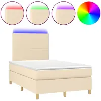 vidaXL Boxspring met matras en LED stof crèmekleurig 120x190 cm
