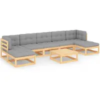 vidaXL 8-delige Loungeset met kussens massief grenenhout
