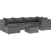 vidaXL 6-delige loungeset voor de tuin met kussens, grijs, polyrotan