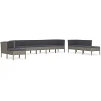 vidaXL 6-delige Loungeset met kussens poly rattan grijs