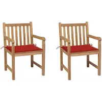 vidaXL Tuinstoelen, 8 stuks, met rode kussens, van massief teakhout