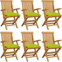 vidaXL Tuinstoelen 2 st met heldergroene kussens massief teakhout