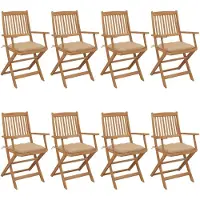 vidaXL Tuinstoelen 8 st inklapbaar met kussens massief acaciahout