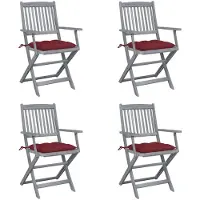 vidaXL Tuinstoelen 4 st inklapbaar met kussens massief acaciahout