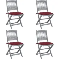 vidaXL Tuinstoelen 4 st inklapbaar met kussens massief acaciahout