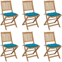 vidaXL Tuinstoelen 6 st inklapbaar met kussens massief acaciahout