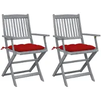 vidaXL Tuinstoelen 2 st inklapbaar met kussens massief acaciahout
