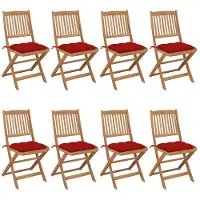 vidaXL Tuinstoelen 8 st inklapbaar met kussens massief acaciahout