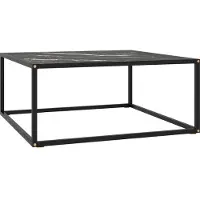 vidaXL Salontafel met zwart marmerglas 80x80x35 cm zwart