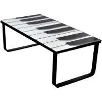 vidaXL Salontafel met piano-print glazen tafelblad