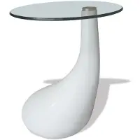 vidaXL Salontafel met rond glazen tafelblad hoogglans wit