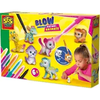 SES Creative - Blow Airbrush Pens - Safari Dieren - 6 herbruikbare figuren en 6 stiften