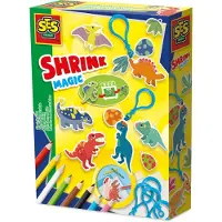 SES Creative 14294 Krimpfolie - Dino Sleutelhangers - Creatieve Knutselset voor Kinderen vanaf 5 Jaar - Personaliseer ontwerpen en krimp in de oven - Perfect voor creatief spelen