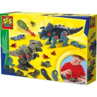 SES Creative 14291 Dino Schroefconstructies - Creatieve Bouwset voor Kinderen vanaf 5 Jaar - Bouw een T-Rex en Triceratops met schroeven en onderdelen - Stimuleert probleemoplossend denken