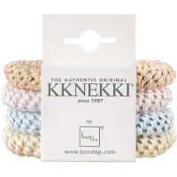 Kknekki Elastische Haarband - 4-pack - Blauw/Crème/Roze/Goud - - OneSize - Haaraccessoires