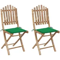 vidaXL Tuinstoelen 2 st inklapbaar met kussens bamboe