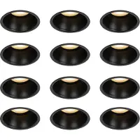 QAZQA Set van 12 inbouwspots zwart GU10 50mm IP44 - Dept