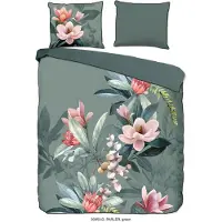 Muller Textil Dekbedovertrek Biologische Katoen Satijn Parler - green 140x200/220cm