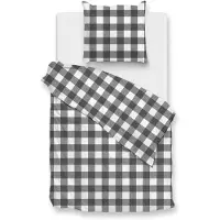 Zo! Home Dekbedovertrek Quattro-di-Lino Dark-Grey Katoen-140 x 200 / 220 cm | 1-Persoons