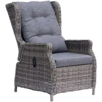Denza Furniture Belfort wicker loungestoel tuin verstelbaar | wicker + aluminium | kobo grey (donkergrijs/donkerbruin)