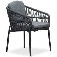 LUX outdoor living Rico dining tuinstoel | aluminium + touw | charcoal (donkergrijs/antractiet) 1 persoon