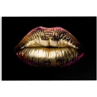 Praxis Glasschilderij Perfect Lips Glas 116x78 Cm Glas Goudkleurig
