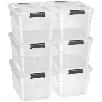 Juskys Opbergbox / Opslagdoos 45 L - Kunststof - 6-Delig - Incl. Deksel