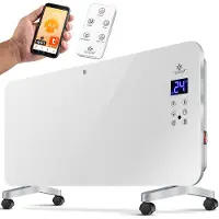 Kesser Verwarmingspaneel Elektrische Kachel 2000W - Glazen Convectorkachel Mobiel Electrische Verwarming met Touch LCD Display APP en afstandsbediening - Wit