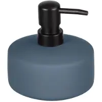 Wenko Zeepdispenser Avellino mat blauw keramiek 380ml - Zeeppompje vrijstaand en navulbaar - Badkamer/toilet/keuken