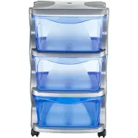 Bama insieme ladesysteem met wieltjes 3 laden 36x40x62 cm zilver/blauw/transparant
