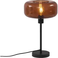 QAZQA Retro tafellamp zwart met brons glas - Bizle