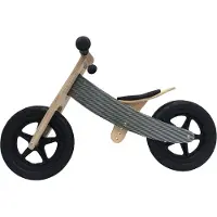 Broozzer luxe houten loopfiets CARBON FIBRE met ABEC 9 lagers en SPECIAAL gevulde rubberen luchtwielen 12 inch Zwart / Wit / Carbon