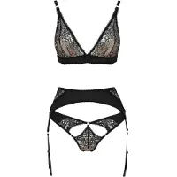 Casmir Divine Gouden Jarretel Set - Zwart - S/M