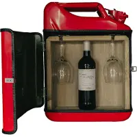 Designed by man Jerrycan Wijnbar - Rood - Origineel en Stijlvol Wijncadeau - Handige Opslag voor Wijnliefhebbers