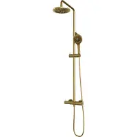 Brauer Edition Stortdoucheset - Hoofddouche 20cm - Ronde Handdouche - Geborsteld Goud PVD - Messing - Kranen, Douchekranen, Douchesets, Opbouw - Kranen, Douchekranen, Douchesets, Opbouw douchesets,