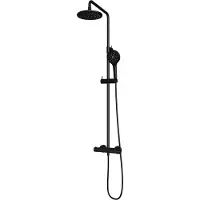 Brauer Carving Stortdoucheset - Hoofddouche 20cm - Ronde Handdouche - Mat Zwart - Messing - Kranen, Douchekranen, Douchesets, Opbouw Douchesets, - Kranen, Douchekranen, Douchesets, Opbouw douchesets,