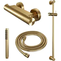 Brauer Edition Glijstangset - Staafhanddouche - Geborsteld Goud PVD - Messing - Kranen, Douchekranen, Douchesets, Opbouw Douchesets, Glijstangsets Met - Kranen, Douchekranen, Douchesets, Opbouw