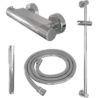 Brauer Carving Glijstangset Met Thermostaat - Staafhanddouche - Chroom - Messing - Kranen, Douchekranen, Douchesets, Opbouw Douchesets, Glijstangsets - Kranen, Douchekranen, Douchesets, Opbouw