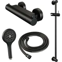 Brauer Edition Glijstangset - 3 Standen Handdouche - Mat Zwart - Messing - Kranen, Douchekranen, Douchesets, Opbouw Douchesets, Glijstangsets Met - Kranen, Douchekranen, Douchesets, Opbouw douchesets,
