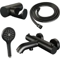 Brauer Edition Badthermostaat Met Badset - 3 Standen Handdouche - Mat Zwart - Messing - Kranen, Douchekranen, Douchesets, Opbouw Douchesets, - Kranen, Douchekranen, Douchesets, Opbouw douchesets,
