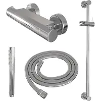 Brauer Edition Glijstangset - Staafhanddouche - Chroom - Messing - Kranen, Douchekranen, Douchesets, Opbouw Douchesets, Glijstangsets Met Thermostaat - Kranen, Douchekranen, Douchesets, Opbouw