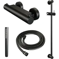 Brauer Edition Glijstangset - Staafhanddouche - Mat Zwart - Messing - Kranen, Douchekranen, Douchesets, Opbouw Douchesets, Glijstangsets Met - Kranen, Douchekranen, Douchesets, Opbouw douchesets,