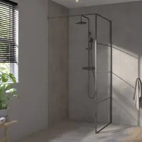 Saqu Dasil industriële inloopdouche incl. antikalkbehandeling 80x210cm mat zwart