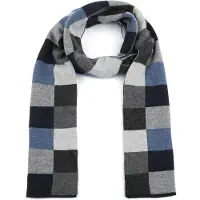 Profuomo Sjaal Wol Ruiten Blauw Grijs -