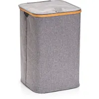 Zeller - Laundry Hamper, canvas/bamboo, grey