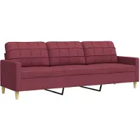 vidaXL Driezitsbank 210 cm stof wijnrood