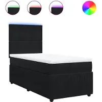 vidaXL Boxspring met matras fluweel zwart 100x200 cm