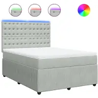 vidaXL Boxspring met matras fluweel lichtgrijs 140x190 cm