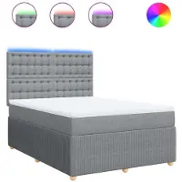 vidaXL Boxspring met matras stof lichtgrijs 160x200 cm
